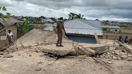 Gomoa East District demolishes unauthorized building at Mandela-Buduburam